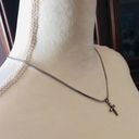 Vintage tapered baguette cubic zirconia 925 cross pendant on chain Silver Photo 3