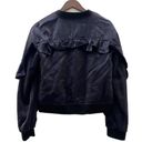 Guess  Black “Biella” Ruffled Bomber Jacket L Photo 6