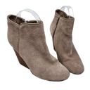 Ecote  Suede Inner Side Zip Closed Almond Toe Wedge Tan Ankle Booties Size 7.5 Photo 0