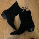 Rebecca Minkoff  black western suede leather point toe cowgirl fringe boots 8.5 Photo 6