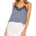 Cami NYC NWOT  Georgette Blue & White Gingham 100% Silk Lace Trim Racerback Top Photo 0