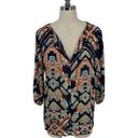 Three Eighty Two  Top Women’s Multi Color XS Open Front Sheer Blouse Photo 0