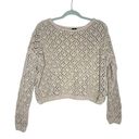 The Moon  & Madison Crop Chunky Open Knit Boat Neck Sweater Pullover Tan Size Small Photo 0