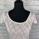 Tricot Joli short sleeve open knit scoopneck top w/ruffles sz small women Photo 4