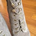 INC  Perry Taupe Combat Lace Up Bootie Heels EUC Photo 2