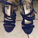 Charlotte Russe Charlotte Rouse Navy Strappy Heels 7.5.  EUC. 3.5” Heel. Ties On Side Photo 1