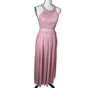 Illa Illa  Pink Lace Maxi Dress Women Size Small Grecian Halter Double Slit Knit Photo 1