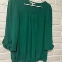 Charming Charlie Emerald green blouse with long sleeves EUC Photo 0