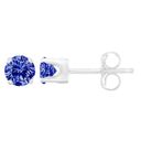 Brilliance Haus of  Sterling Silver Round Brilliant-Cut Blue Diamond Stud Earring Photo 3