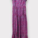 Sabina Musayev Truly Metallic Maxi Dress Pink Blue Floral Lace Up Back Size XS Photo 2