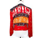 Carole Little  Crop Top Tribal Print Vintage Artsy Red Blouse Women Size 4 Photo 1