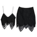 Revolve Signature 8 Black Lace Two Piece Cami Top and Mini Skirt Set Small Photo 0