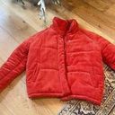 Red Ribbed Bomber Jacket Size M Photo 3