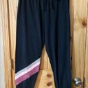 Wild Fox size S black joggers with pink/gray stipe detail on right leg Photo 0