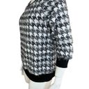 Cato  Medium Black White Houndstooth Fuzzy Sweater 3/4 Sleeves Mock Neck Photo 3