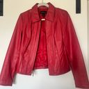 Moda Vintage  International Red Fitted Leather Jacket Photo 0