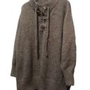 Falls Creek  Gray Lace Up Sweater Photo 0