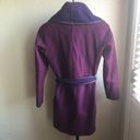 Vince  plum wool w/ leather trim wrap drape cape jacket sz medium Photo 7