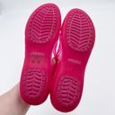 Crocs  Women's Adrina III Peep Toe Flats Slip Ons Bright Pink Jelly Shoes Size 8 Photo 8