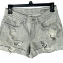 ALLSAINTS  SZ W26 Pam Jean Shorts Distressed Cuffed Low-Rise Zip-Fly Pockets Gray Photo 0