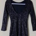 Divided Sequin Dress Small Size 4 Black Mini Formal Party Short Dress 3/4 Long Sleeve  Photo 1