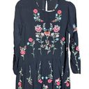 Wish Chic  Women's Relaxed Floral Embroidered Black Drop Swing Dress Tunic Sz M Photo 7