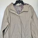 Free Country Women's Jacket Sz Medium Rain Hooded Beige Canvas  Pockets Leopard Photo 4