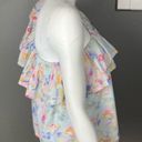 Something Navy Revolve  one shoulder top pastel ruffle floral print size medium Photo 4