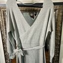 Chelsea 28 Sweater Dress Grey Knit Wrap Top Vneck Belted Side Slit Size Large Photo 1