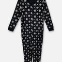 One Piece Jenni Womens  PJs NWT Size XXL Snowflake Black, White V-Neck Snap Front Photo 0