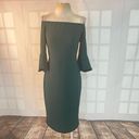 H&M  green off the shoulder bell sleeve cocktail party sheath dress size medium Photo 1