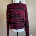 Miami  | Burgundy Zebra Print Eyelash Knit Cropped Sweater Sz M Photo 3