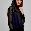 Zyia  Black Mesh Hooded Crop Sweatshirt Winner Hoodie Women’s size S. C15 Photo 0