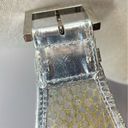 Fendi Metallic Silver Leather PVC wide cinch belt 2007 runway Womens FLAWED Photo 9