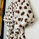 DELFI COLLECTIVE Ivory White Brown Polka Dot Puff Sleeves High Low Dress Size L Size L Photo 13