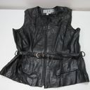 Vtg Siena Studio Women's lg Black Soft Leather Vest w/belt Moto Y2k Goth Grunge Photo 1