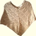 Loft  Women's Beige Cable Knit Shawl Wrap Cozy Winter Accessory Photo 0