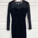White House | Black Market Dress Sheath Black Tiered Lace Lace Sleeve Holiday Party Cocktail 6 WHBM Womens Photo 0