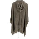 Garnet Hill  Merino Wool Blend Hooded Waffle Knit Poncho Sweater Green size S/M Photo 6