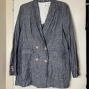 Mango  MNG casual blue linen oversize blazer jacket size women small Photo 0