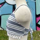 Made in Greece Navy Blue and White Striped Tassel Crop Top Size S Photo 1