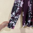 Natori  Purple Floral Neck Tie Button Down Blouse Photo 7