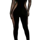 Naked Wardrobe NWOT  Black Velvet Mesh Collection Jumpsuit Photo 1