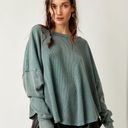 Free People NEW! We The  Microphone Drop Thermal Tee Long Sleeve LARGE Blue Green Photo 7