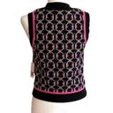 SO  Retro Sweater Vest Preppy Black Fuchsia Crop High Neck Vest Junior Medium NEW Photo 5