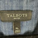 Talbots  Cotton Chambray Denim Collared Hidden Button Up Vest Pockets Size MP Photo 6