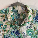 Joie  Blouse White & Green Paisley Pattern Short Sleeves Button Up Top Sz S EUC Photo 1