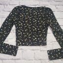 Krass&co Arizona Jean  Jrs Size XS Charcoal Greyyellow Floral Long Sleeve Cropped Top Photo 3