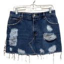 LF  Furst of A Kind Distressed Denim Skirt Size 29 Photo 0