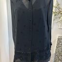 Valerie Stevens Sheer Black Silk Embroidered Button Down Blouse Photo 1